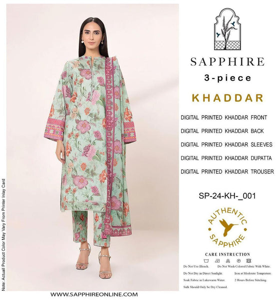 3 pcs womens unstitched khaddar printed suit