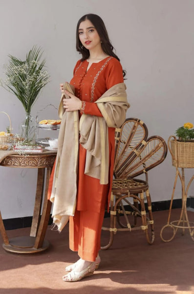 3 Pc's women's unstitched embroided suit