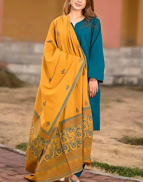 3 Pc's women's unstitched embroided suit