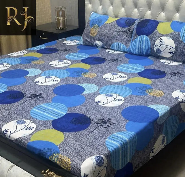 3 Pcs Crystal Cotton Printed Double BedSheet - RJ Kollection 2120.00 Bed Sheets RJ Kollection 