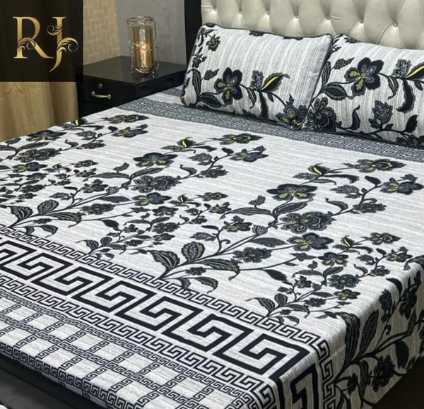 3 Pcs Crystal Cotton Printed Double BedSheet - RJ Kollection 2120.00 Bed Sheets RJ Kollection 