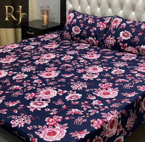 3 Pcs Crystal Cotton Printed Double BedSheet - RJ Kollection 2120.00 Bed Sheets RJ Kollection 