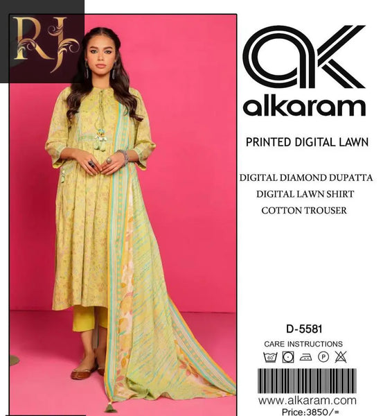 3 Pcs Women Unstiched Lawn Printed Suit - RJ Kollection 3550.00  RJ Kollection 