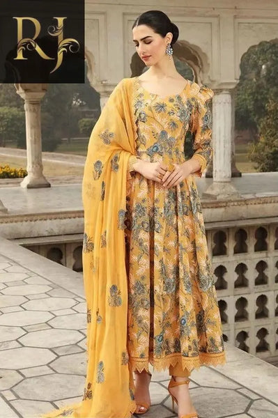 3 Pcs Women Unstitched Lawn Embroiderd Suit By RJ - RJ Kollection 3599.00  RJ Kollection 