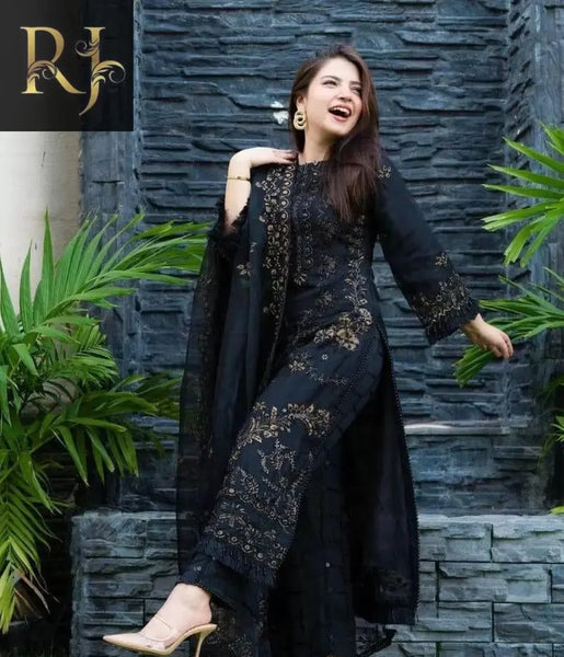 3 Pcs Women's Unstitched Lawn Embroided Suit - RJ Kollection 3840.00 clothing RJ Kollection 