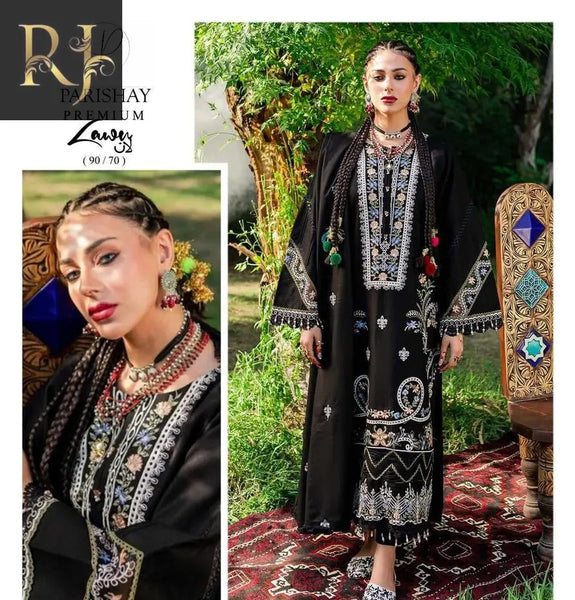 3 Pcs Women's Unstitched Lawn Embroided Suit - RJ Kollection 3840.00 clothing RJ Kollection 