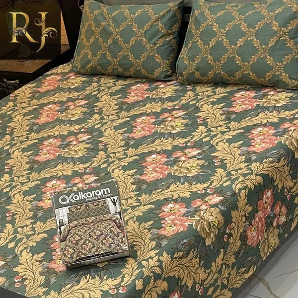 3 pcs Double Bed Bedsheet ( Green) RJ Kollection