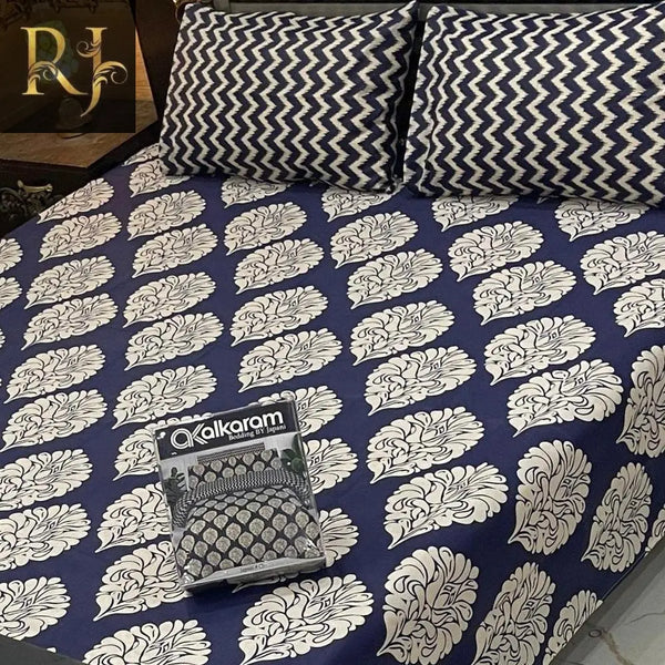 3 pcs Double Bed Size Bedsheet ( Blue) RJ Kollection