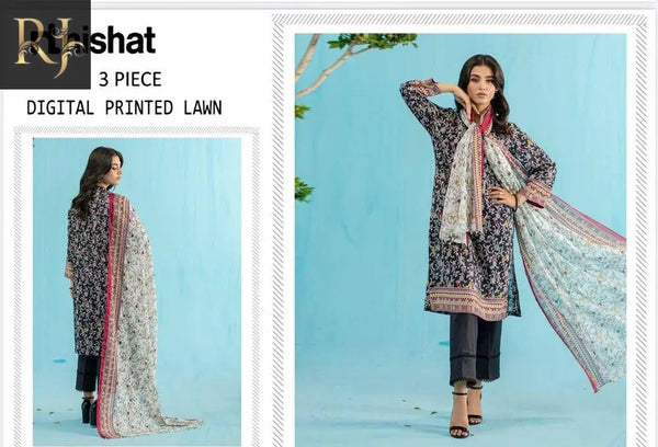 3 pcs Women's Unstitched Lawn Digital Printed Suit - RJ Kollection 3690.00 Clothing RJ Kollection 