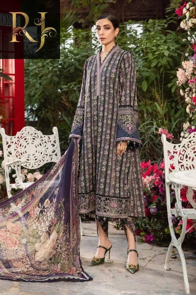 3 pcs unstitched lawn printed suit RJ Kollection