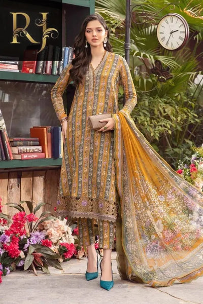 3 pcs unstitched lawn printed suit RJ Kollection