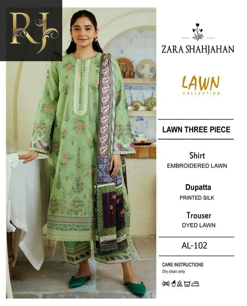 3 pcs womens unstitched lawn embroided suit RJ Kollection