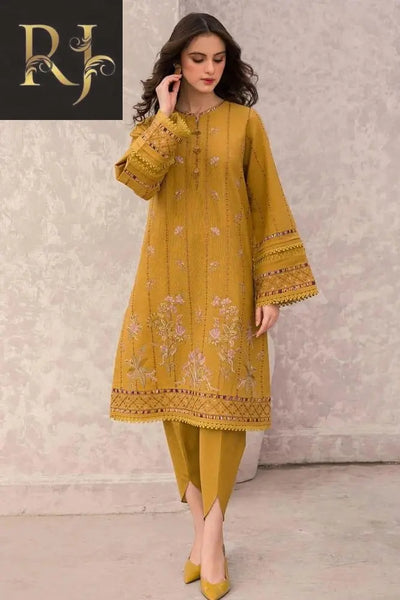 3 pcs womens unstitched lawn embroided suit RJ Kollection