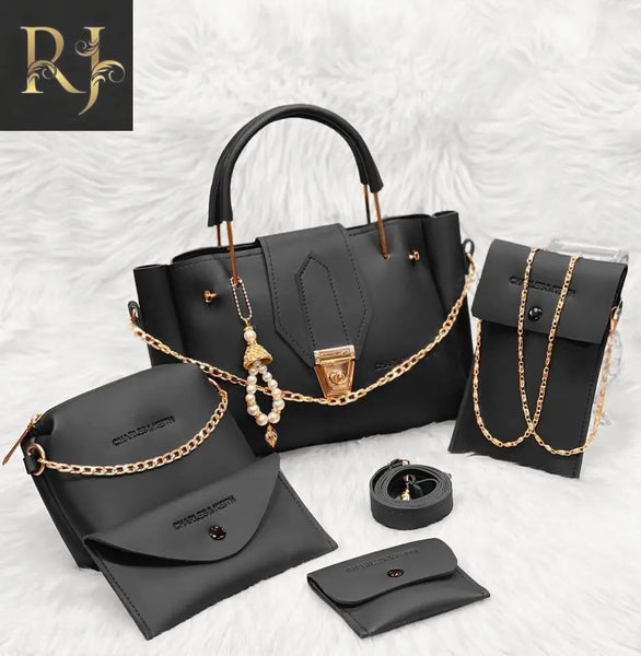 5 Pcs Women PU Leather Plain Hand Bag Set - RJ Kollection 2640.00 Handbags RJ Kollection 