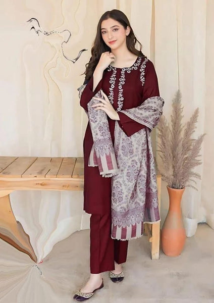 3 Pc's women's unstitched embroided suit
