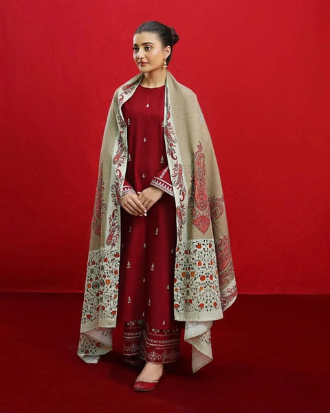 3 Pc's women's unstitched embroided suit