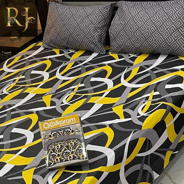 Al karam 3 pcs double bed bedsheet ( Black) RJ Kollection