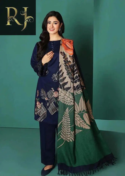 AlKaram Women Unstitched Blue Lawn By RJ - RJ Kollection 2999.00  RJ Kollection 