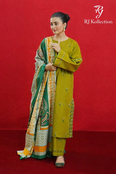 3 Pc's women's unstitched embroided suit