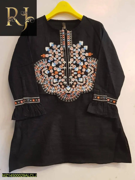 Black Embroidered Khaddar Kurta for kids: Trendy & Perfectly Sized - RJ Kollection 1999.00  RJ Kollection 