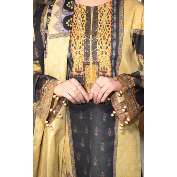 Black & Yellow Self-Printed Women’s Unstitched 3-Piece Lawn Suit - RJ Kollection 2730.00  RJ Kollection 