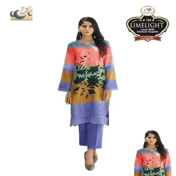 Blue Color Printed Women’s 3-Piece Unstitched Lawn By RJ Kollection - RJ Kollection 2699.00  RJ Kollection 