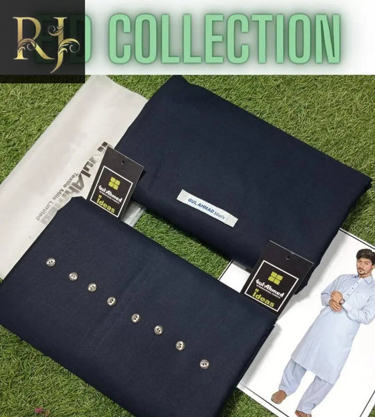 Dark Blue Men’s Unstitched Cotton Suit By Gul Ahmad (R) - RJ Kollection 2499.00  RJ Kollection 