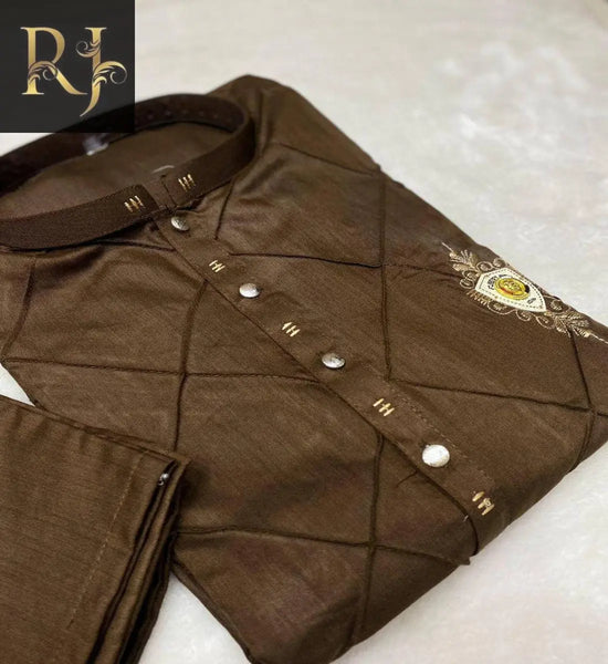 Dark-Brown Men’s Shalwar Kameez With Refined Tailoring By RJ Kollection r - RJ Kollection 2499.00  RJ Kollection 