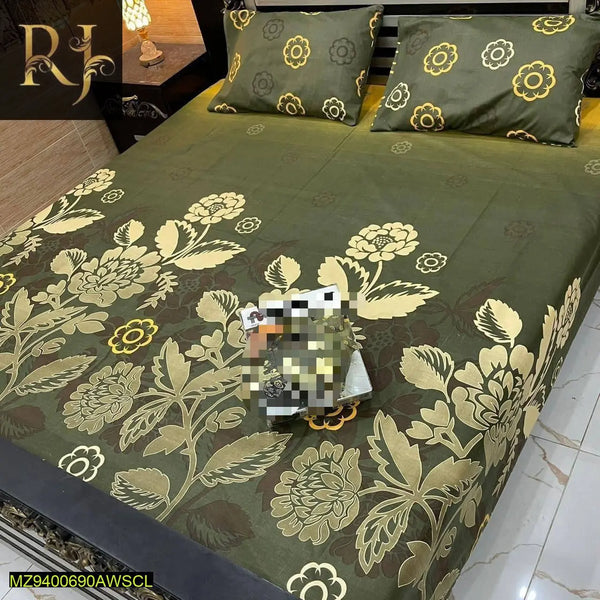 Floral Crystal Cotton Bed Sheets King Size + Two Pillows Cover Sheet - RJ Kollection 1799.00  RJ Kollection 