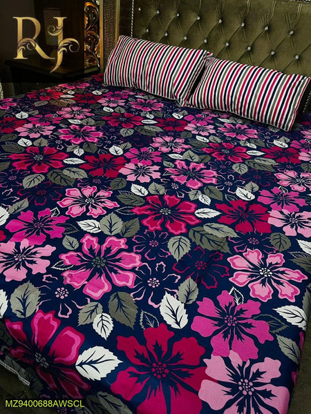 Floral Crystal Cotton Bed Sheets King Size + Two Pillows Cover Sheet - RJ Kollection 1799.00  RJ Kollection 