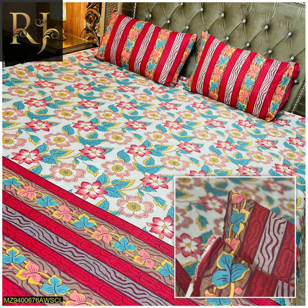 Floral Crystal Cotton Bed Sheets King Size + Two Pillows Cover Sheet - RJ Kollection 1799.00  RJ Kollection 