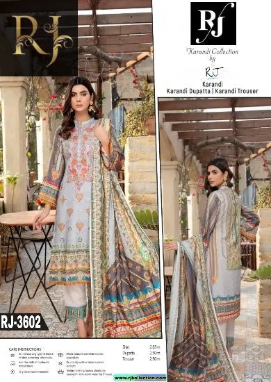 Gray Women’s Embroidered Unstitched 3-Piece High-Quality Krandi Suit by RJ Kollection - RJ Kollection 3495.00 Clothing RJ Brand 