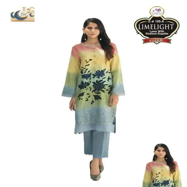 Grayish Blue Color Printed Women’s 3-Piece Unstitched Lawn By RJ Kollection - RJ Kollection 2699.00  RJ Kollection 