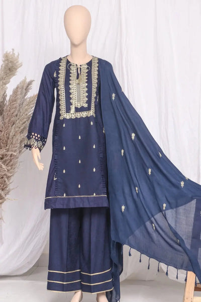 Grayish Blue Women's Embroidered Unstitched 3-Piece Linen Fabric By Jacquard - RJ Kollection 2299.00  RJ Kollection 