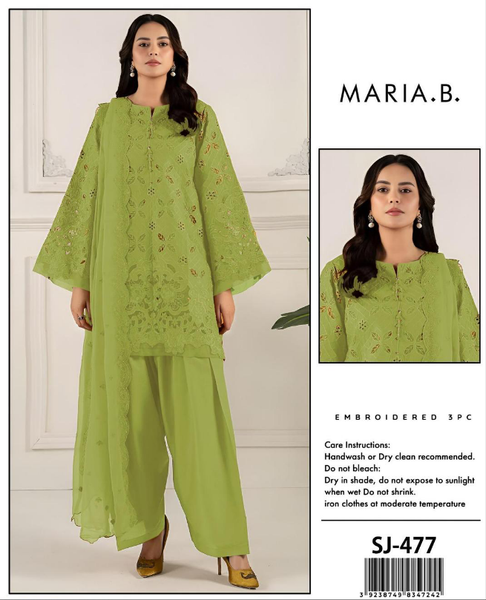 3 pc womens unstitched chickenkari embroided suit