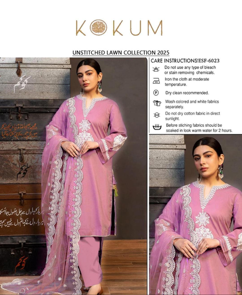 3 pcs womens unstitched embroided suit