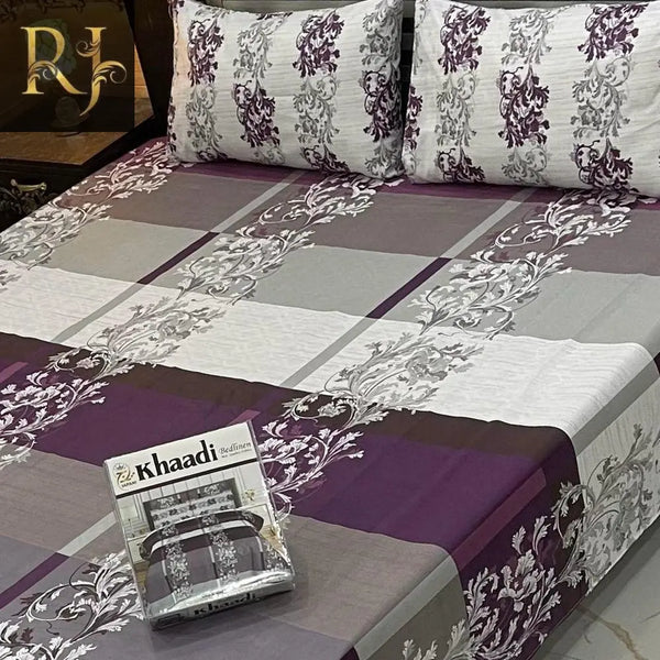 Khaadi 3 pcs Double bed Bedsheet ( Purple) RJ Kollection