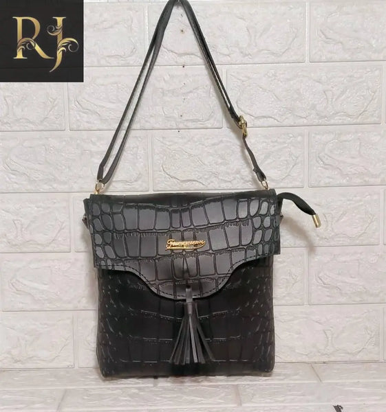 Ladies Textured Croco Pouch - RJ Kollection 1899.00  RJ Kollection Black