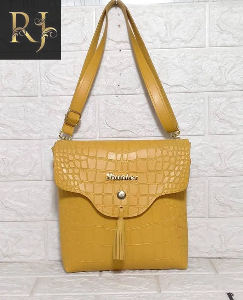 Ladies Textured Croco Pouch - RJ Kollection 1899.00  RJ Kollection Yellow