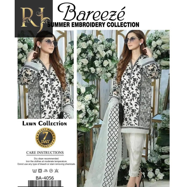 Light Gray Beige Shade Women’s Embroidered Unstitched 3-Piece Lawn Suit By Bareeze - RJ Kollection 3499.00 clothes RJ Kollection 