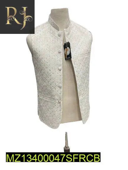 Men Jamawar Design Waistcoat - RJ Kollection 3949.00  RJ Kollection 