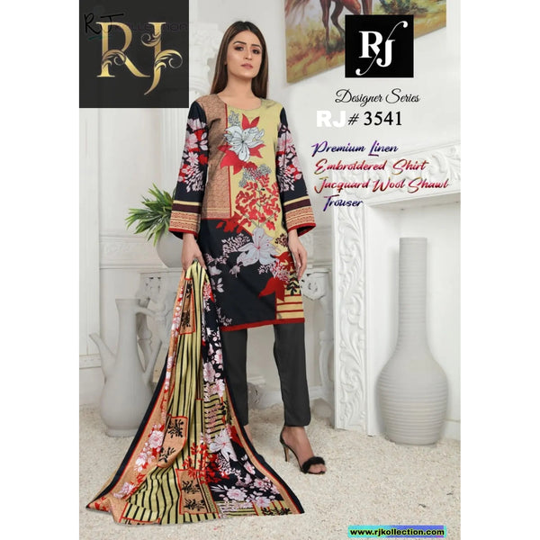 New Design High-Quality Women’s 3-Piece Unstitched Linen Suit By RJ Kollection - RJ Kollection 2695.00 Clothing RJ Brand 