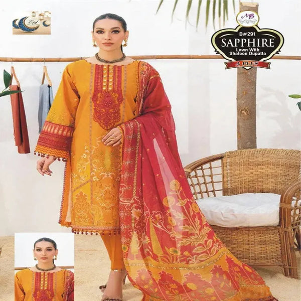 Orange Shade Women’s Embroidered 3-Piece Unstitched Lawn By RJ Kollection - RJ Kollection 2699.00  RJ Kollection 