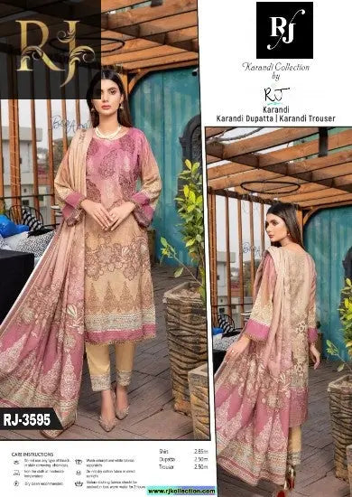 Pink Women’s Embroidered Unstitched 3-Piece High-Quality Krandi Suit by RJ Kollection - RJ Kollection 3495.00 Clothing RJ Brand 