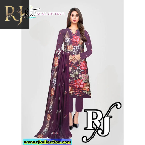 Purplish-Brown Embroidered Women's 3-Piece Linen Suit By RJ Kollection - RJ Kollection 4250.00 Clothing RJ Brand 