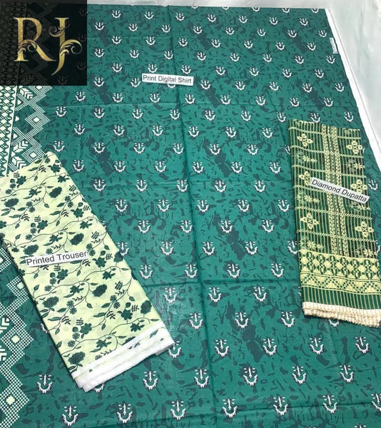 Sapphire 3 pcs Unstitched lawn printed Suit RJ Kollection