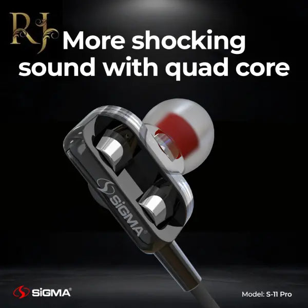 Sigma S11 Pro Double Decker Stereo In-Ear Wired Earphones with Mic - Elevate Your Sound Experience - RJ Kollection 999.00  RJ Kollection 