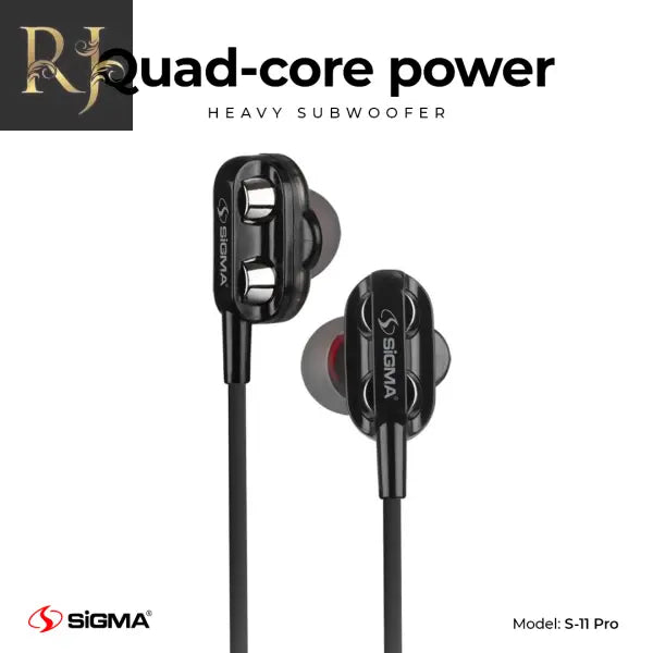 Sigma S11 Pro Double Decker Stereo In-Ear Wired Earphones with Mic - Elevate Your Sound Experience - RJ Kollection 999.00  RJ Kollection 