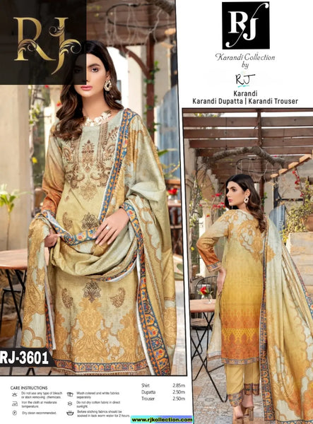 Stylish Design Women’s Embroidered Unstitched 3-Piece High-Quality Krandi Suit By RJ Kollection - RJ Kollection 3495.00 Clothing RJ Brand 