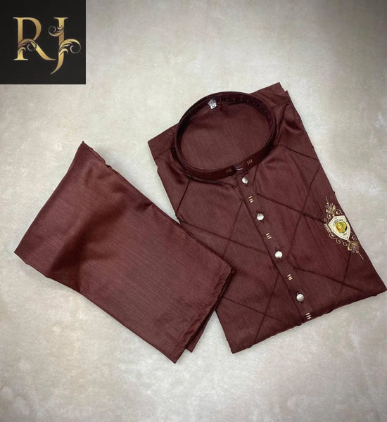 Stylish Red-Brown Ready To Wear Men’s Shalwar Kameez By RJ Kollection r - RJ Kollection 2499.00  RJ Kollection 